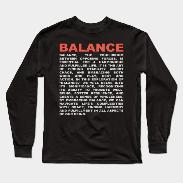 Balance Long Sleeve T-Shirt by ThisIsArtByMazy